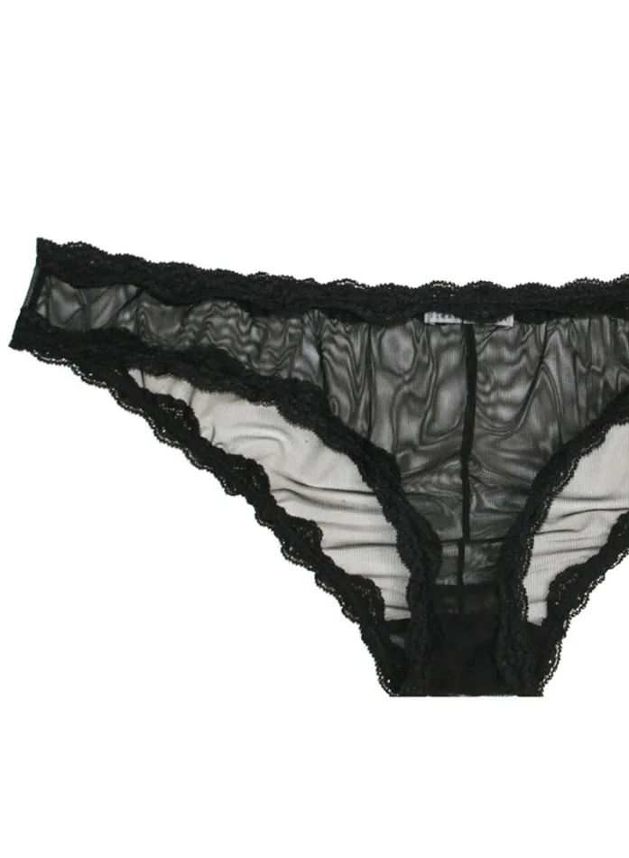 Fleur Du Mal Panties and Garters Women Sheer Tulle Bikini Black Fleur Du Mal Panties and Garters Women Sheer Tulle Bikini Black