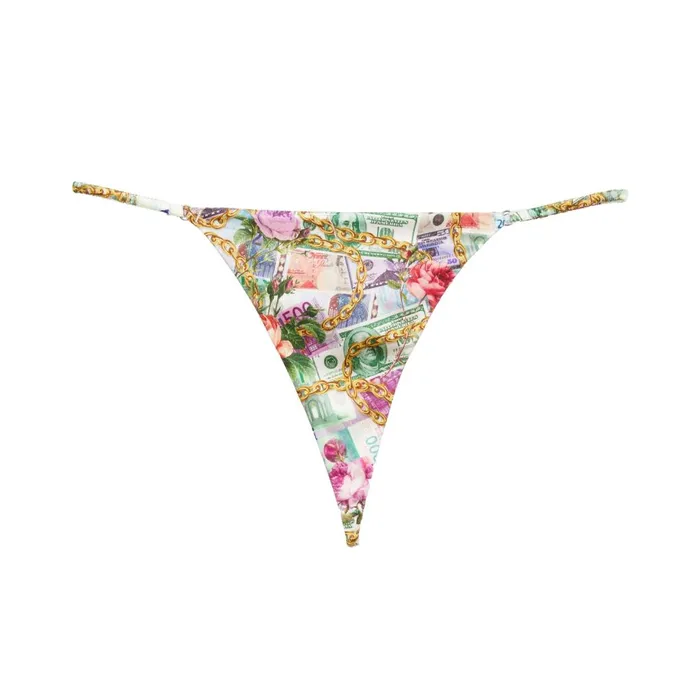 Fleur Du Mal Panties and Garters Women So Money Luxe V String So Money Print Fleur Du Mal Panties and Garters Women So Money Luxe V String So Money Print