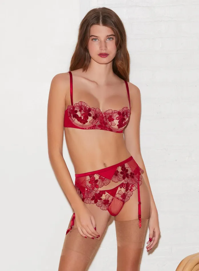 Fleur Du Mal Panties and Garters Women Violet Thong Rouge Fleur Du Mal Panties and Garters Women Violet Thong Rouge