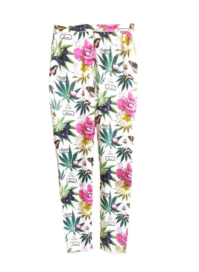 Fleur Du Mal Pants Women Botanical Bedroom To Boardroom Pant White Botanical