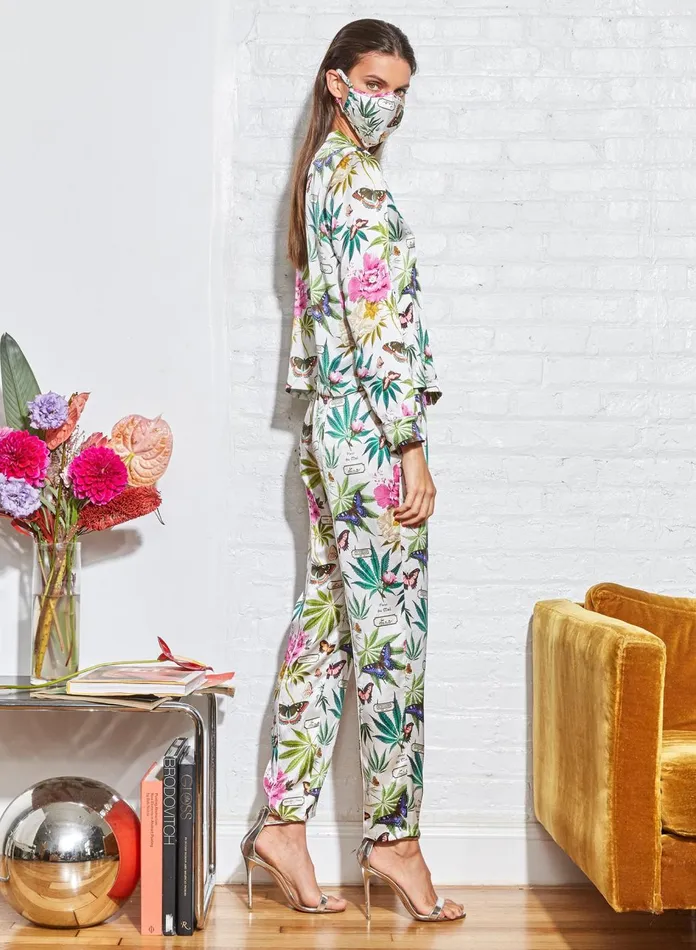 Fleur Du Mal Pants Women Botanical Bedroom To Boardroom Pant White Botanical