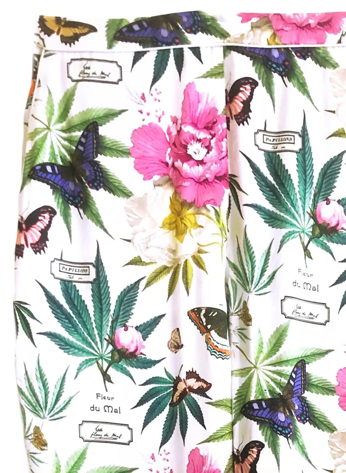 Fleur Du Mal Pants Women Botanical Bedroom To Boardroom Pant White Botanical