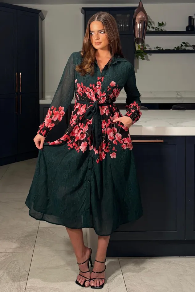 Girl In Mind Shirt Dresses Everly Green And Pink Floral Shirt Midi Dress 8211 Women Girl In Mind Shirt Dresses Everly Green And Pink Floral Shirt Midi Dress 8211 Women