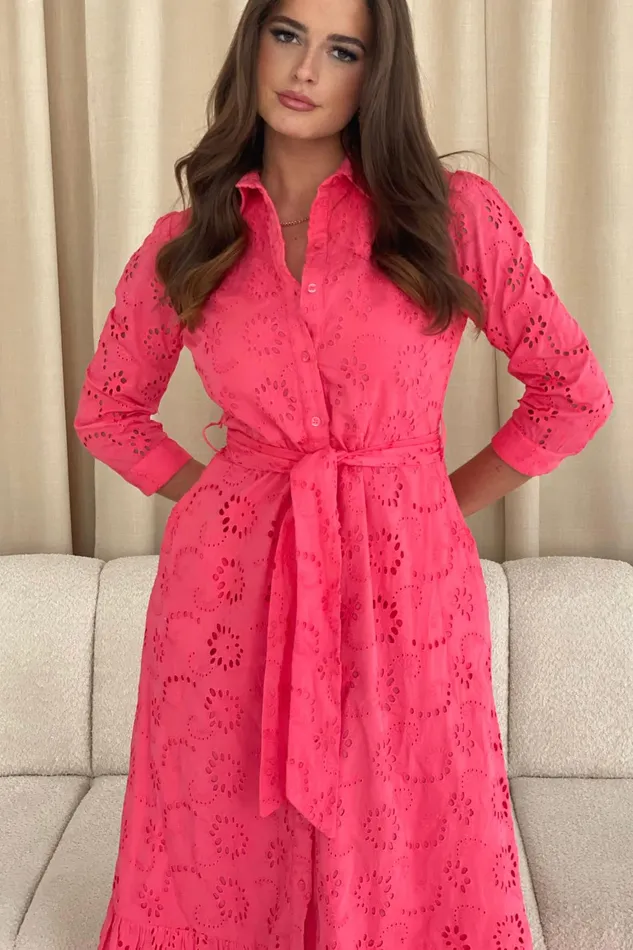Girl In Mind Shirt Dresses Michelle Broidery Shirt Maxi Dress Coral 8211 Women