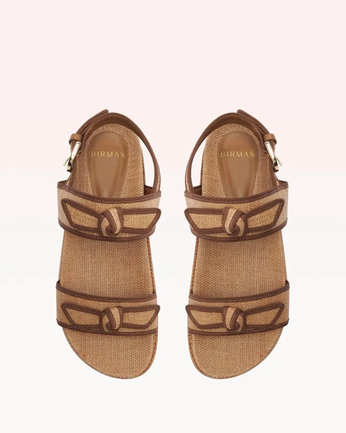Grosgrain Raffia Sport Sandal Espresso Women Alexandre Birman Flats