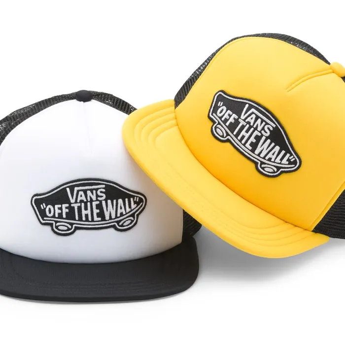 Hats and Beanies Men Vans Classic Patch Trucker Hat Lemon Chrome Hats and Beanies Men Vans Classic Patch Trucker Hat Lemon Chrome