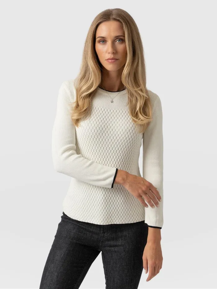 Honeycomb Rib Sweater 8211 Cream Cream Women Saint And Sofia Knitwear
