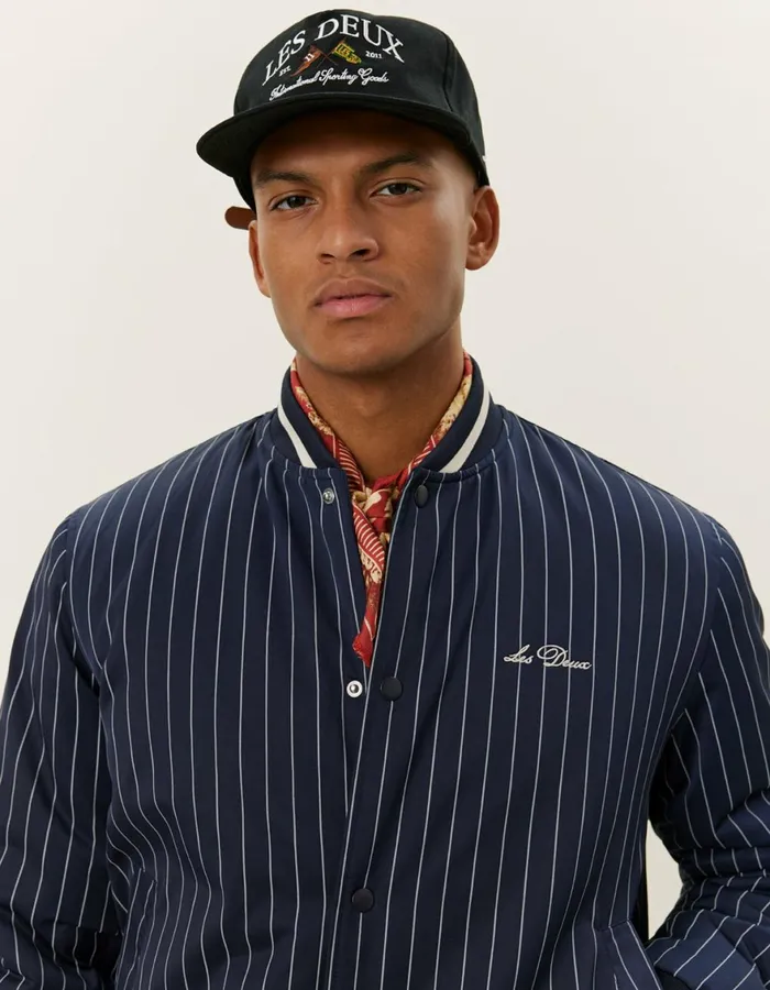 JacketsCoats Men Les Deux Les Deux Tech Varsity Jacket 8211 Dark NavyIvory