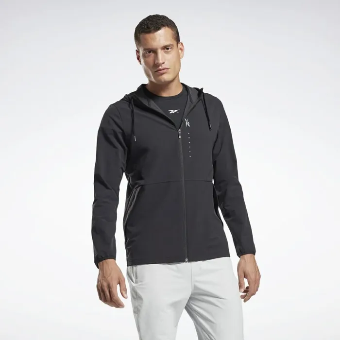 Jackets Mens Reebok Performance Zip Up Hoodie Black