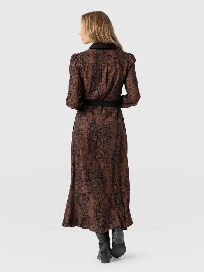 Jacqueline Shirt Dress 8211 Brown Snake Brown Snake Women Saint And Sofia Dresses