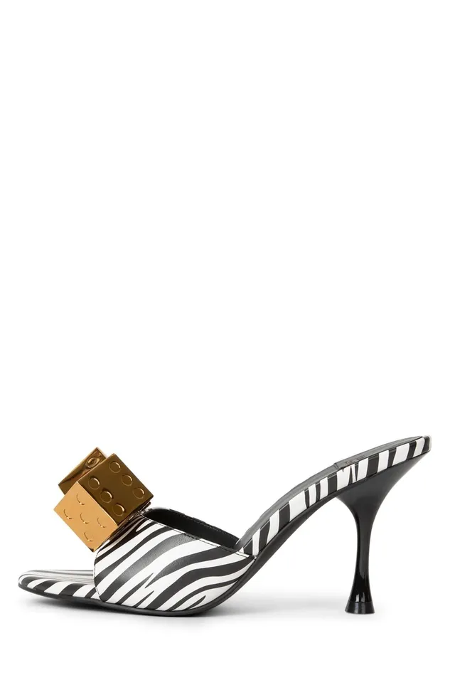 Jeffrey Campbell DICE Black White Zebra Silver Women Heel