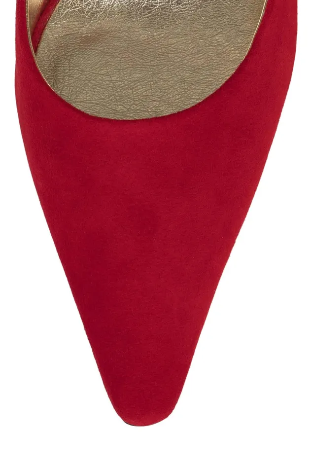Jeffrey Campbell JULIETTE Red Suede Gold Women Wedge