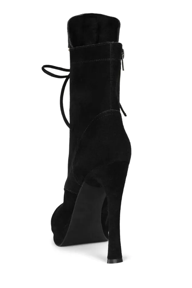 Jeffrey Campbell WATCHME Black Suede Gold Women Ankle To Mid