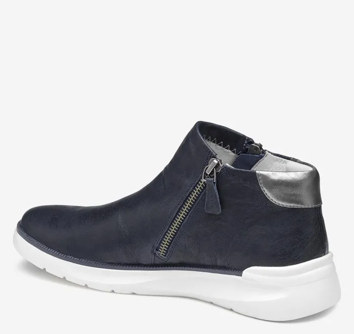 JohnstonandMurphy Boots and Booties Emery Zip Bootie Navy Washed Italian Sheepskin 8211 Women