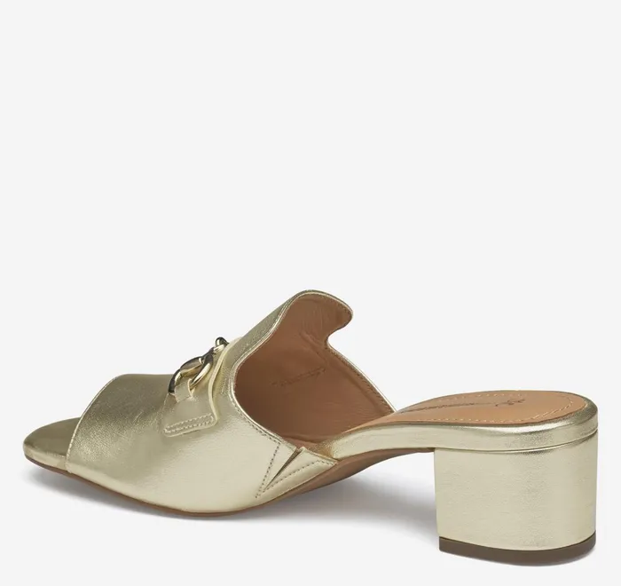 JohnstonandMurphy Heels and Platform Wedges Edith Bit Slide Gold Metallic Sheepskin 8211 Women JohnstonandMurphy Heels and Platform Wedges Edith Bit Slide Gold Metallic Sheepskin 8211 Women