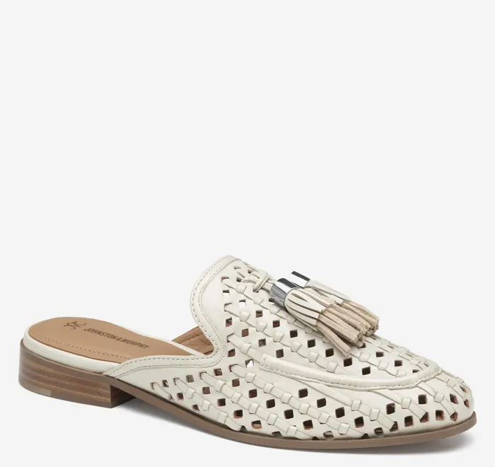 JohnstonandMurphy Mules and Loafers Ali Woven Tassel Mule Bone Glove Leather 8211 Women