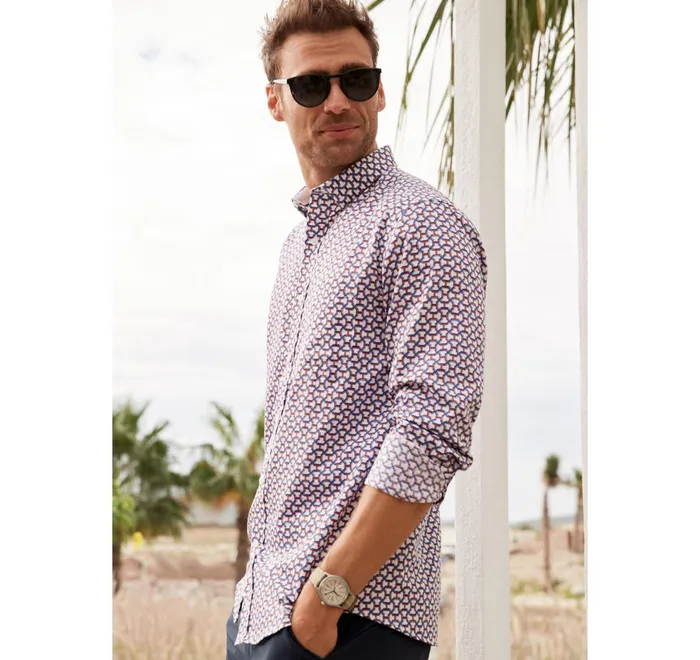 JohnstonandMurphy Shirts Printed Cotton Shirt Orange Tunnel Maze 8211 Men JohnstonandMurphy Shirts Printed Cotton Shirt Orange Tunnel Maze 8211 Men