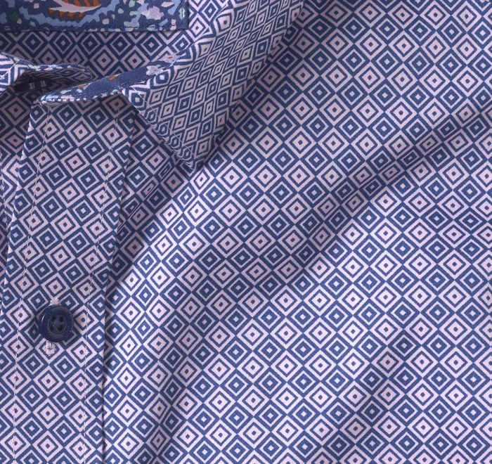 JohnstonandMurphy Shirts Printed Cotton Shirt Pink Diamond 8211 Men JohnstonandMurphy Shirts Printed Cotton Shirt Pink Diamond 8211 Men