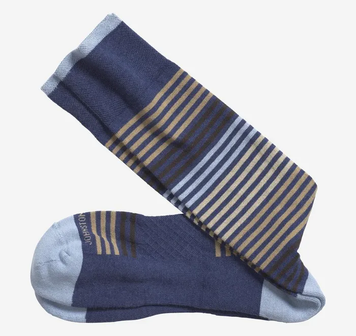 JohnstonandMurphy Socks First In Comfort Heather Stripe Socks Blue 8211 Men