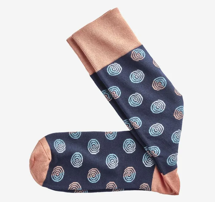 JohnstonandMurphy Socks Retro Swirls Sock Navy Multi 8211 Men