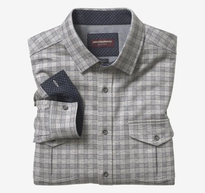 JohnstonandMurphy Sweaters and Knits ButtonFront Knits Light Gray Mini Gingham 8211 Men JohnstonandMurphy Sweaters and Knits ButtonFront Knits Light Gray Mini Gingham 8211 Men