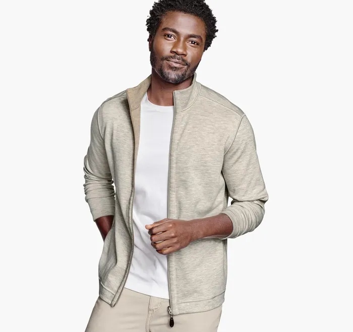 JohnstonandMurphy Sweaters and Knits Reversible FullZip Oatmealgray 8211 Men