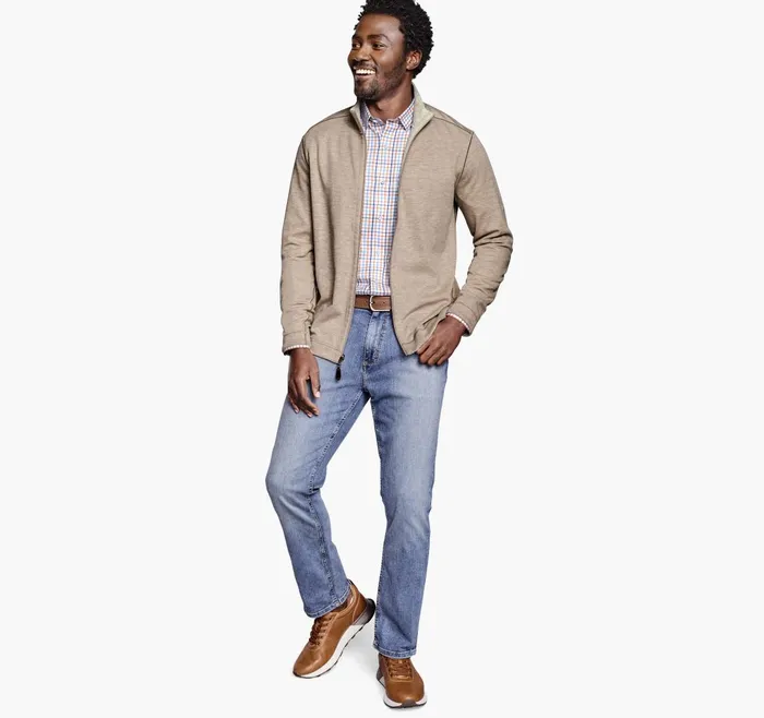 JohnstonandMurphy Sweaters and Knits Reversible FullZip Oatmealgray 8211 Men
