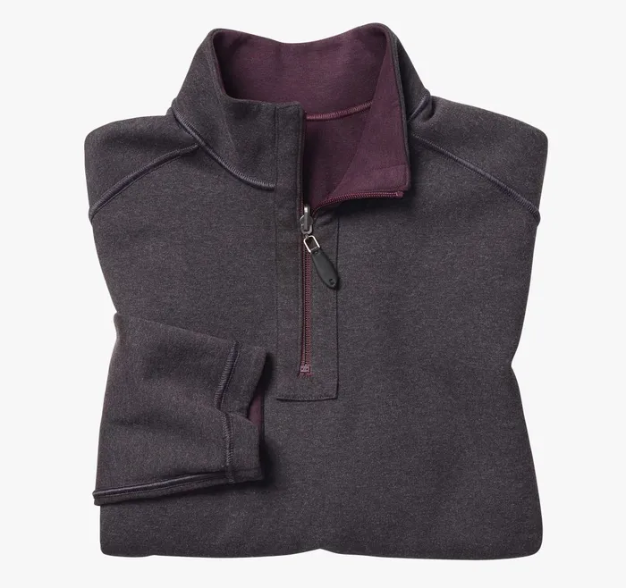 JohnstonandMurphy Sweaters and Knits Reversible Solid QuarterZip Burgundycharcoal 8211 Men