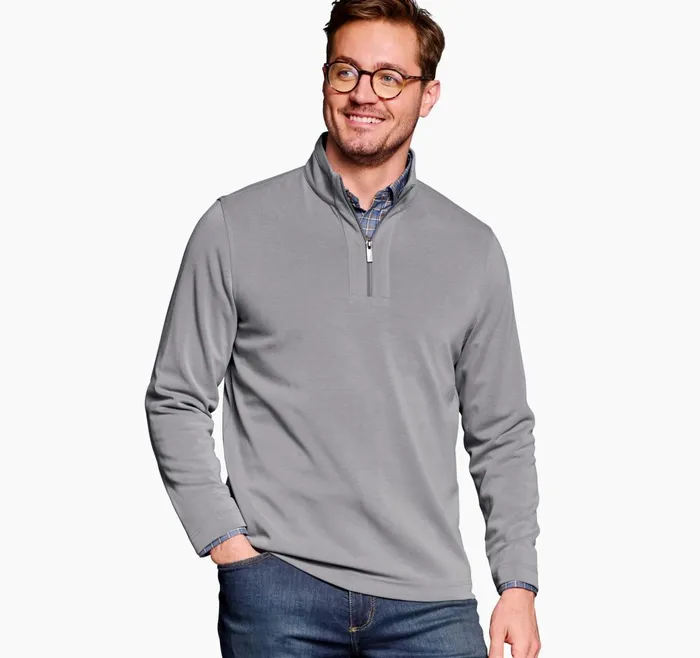 JohnstonandMurphy Sweaters and Knits Vintage Washed QuarterZip Grey 8211 Men