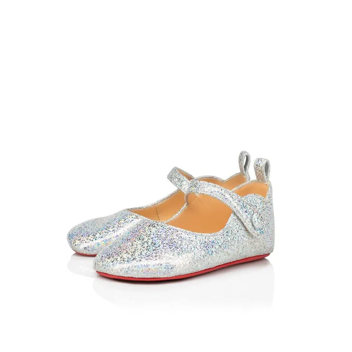 Kids Baby Love Chick Ballerinas 8211 Nappa Leather 8211 Aurore Borale Silver Christian Louboutin Girls