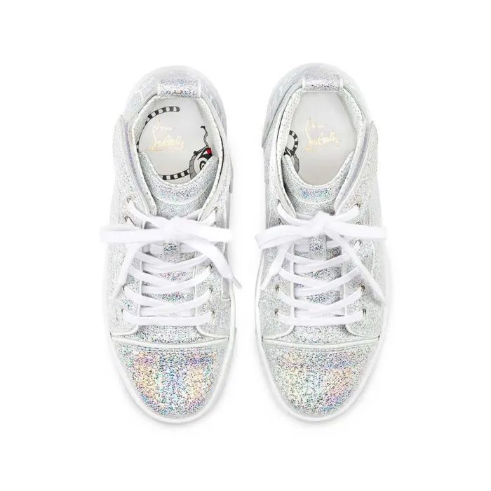 Kids Funnytopi Hightop Sneakers 8211 Nappa Leather 8211 Silver Silver Christian Louboutin Sneakers