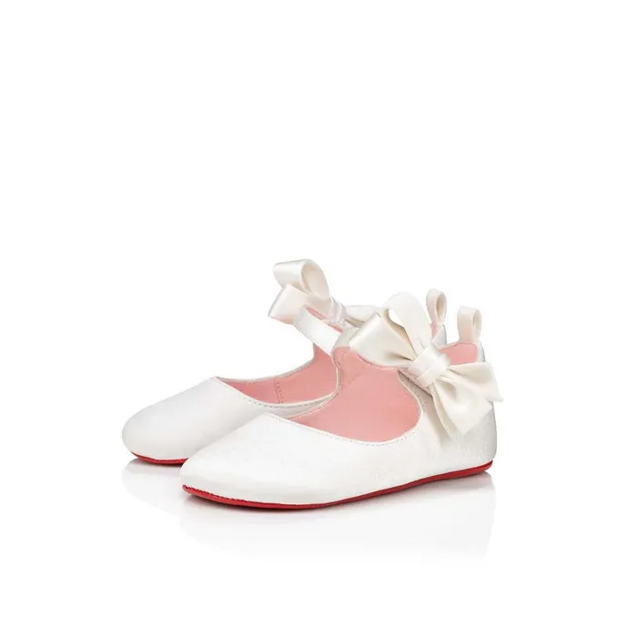 Kids Lou Babe Ballerinas 8211 Crepe Satin 8211 Bianco White Christian Louboutin Girls