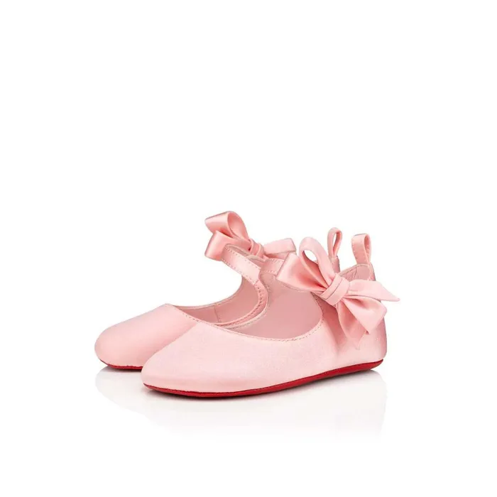 Kids Lou Babe Ballerinas 8211 Crepe Satin 8211 Rosy Pink Christian Louboutin Girls