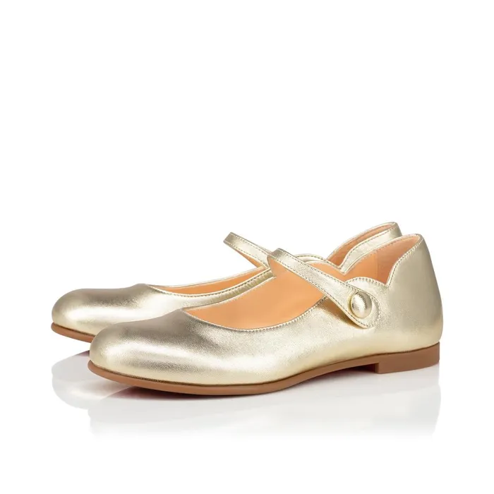 Kids Melodie Chick Ballerinas 8211 Nappa Leather 8211 Platine Gold Christian Louboutin Ballerinas