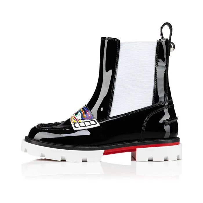 Kids Poupetoboot Boots 8211 Patent Calf 8211 Black Black Christian Louboutin Boots and Loafers
