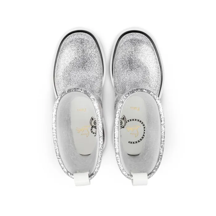 Kids Toy Pluie Rain Boots 8211 PVC And Glittered Calf Leather 8211 Silver Silver Christian Louboutin Boots and Loafers