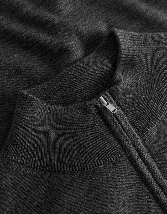 Knitwear Men Les Deux Greyson HalfZip Merino Knit 8211 Dark Grey Melange