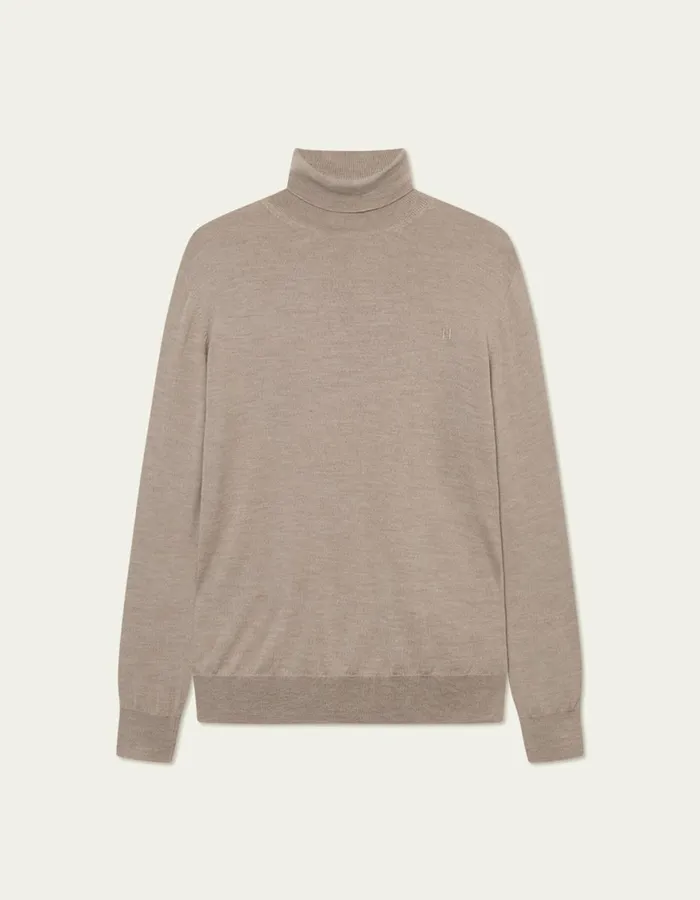 Knitwear Men Les Deux Greyson Rollneck Merino Knit 8211 Dark Sand Melange