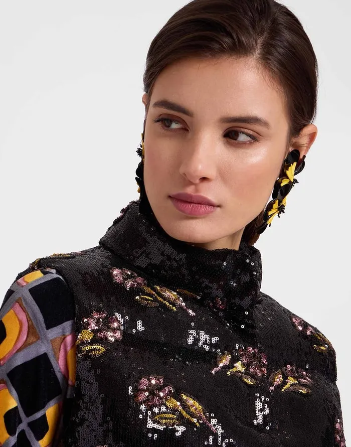 La Doublej Bonbon Puffer Vest Mayfair Black In Paillettes Women Outerwear