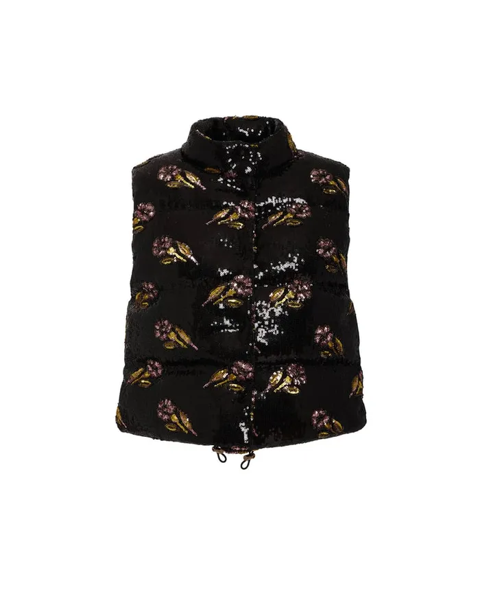 La Doublej Bonbon Puffer Vest Mayfair Black In Paillettes Women Outerwear