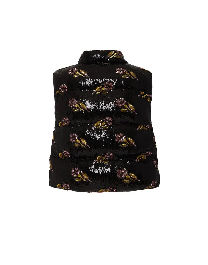La Doublej Bonbon Puffer Vest Mayfair Black In Paillettes Women Outerwear