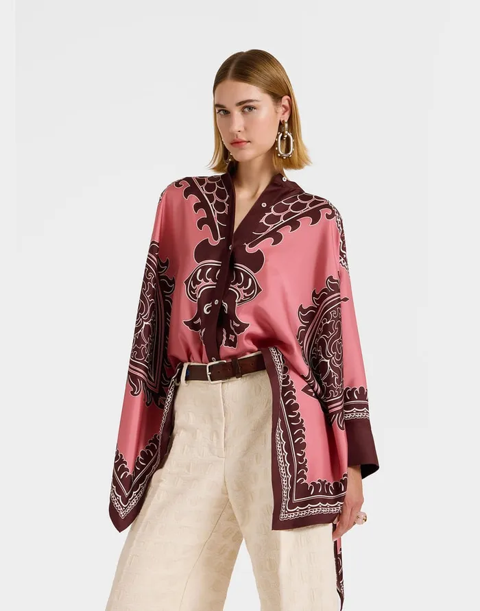 La Doublej Foulard Shirt Oltrarno Place Pink In Silk Twill Women Party Dressing La Doublej Foulard Shirt Oltrarno Place Pink In Silk Twill Women Party Dressing