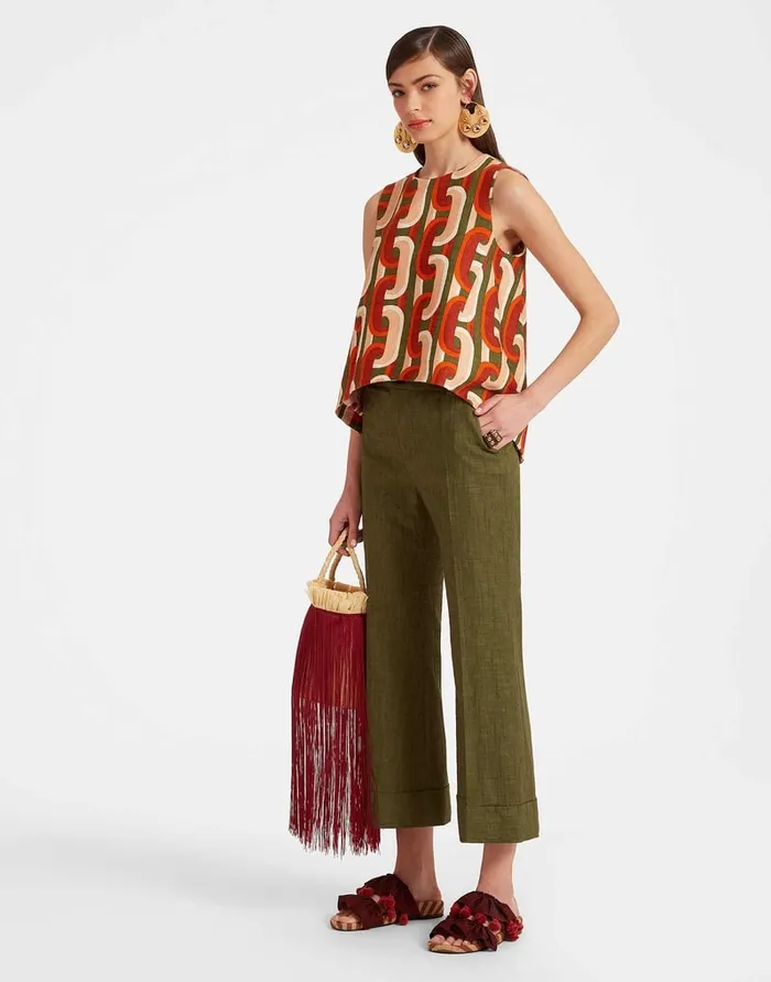 La Doublej Hendrix Pants Solid Camouflage In Shot Cotton Women Shorts and Pants La Doublej Hendrix Pants Solid Camouflage In Shot Cotton Women Shorts and Pants