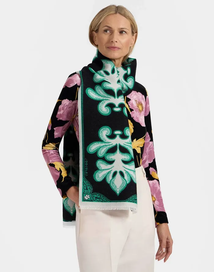 La Doublej Herald Scarf Herald Black In Wool Silk Women Foulards and Scarves
