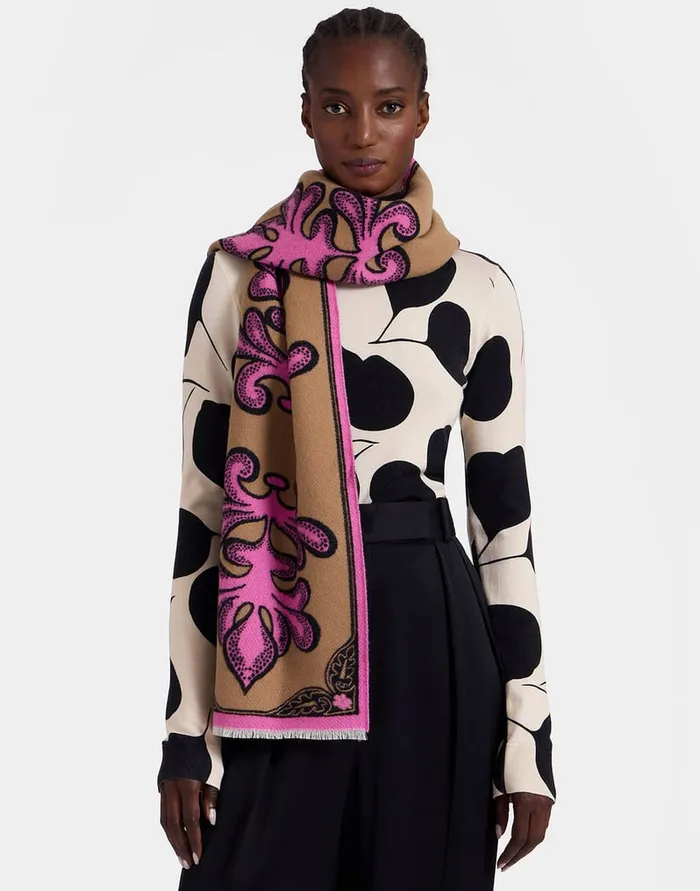 La Doublej Herald Scarf Herald Chocolate In Wool Silk Women Foulards and Scarves La Doublej Herald Scarf Herald Chocolate In Wool Silk Women Foulards and Scarves
