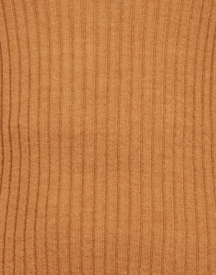 La Doublej High Kick Top Camel In Ribbed Silk Cashmere With Feathers Women Party Dressing