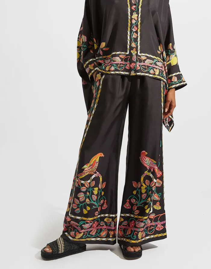 La Doublej Palazzo Pants Borboni Place Nero In Twill Silk Women Shorts and Pants La Doublej Palazzo Pants Borboni Place Nero In Twill Silk Women Shorts and Pants