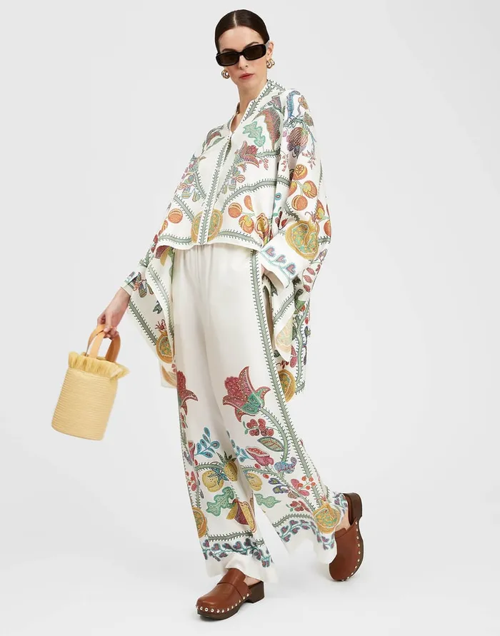 La Doublej Palazzo Pants Grenadilla Place Off White In Silk Twill Women Shorts and Pants La Doublej Palazzo Pants Grenadilla Place Off White In Silk Twill Women Shorts and Pants