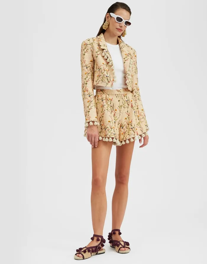 La Doublej Playa Shorts Primavera Cream In Tweed With Tassels Women Shorts and Pants La Doublej Playa Shorts Primavera Cream In Tweed With Tassels Women Shorts and Pants