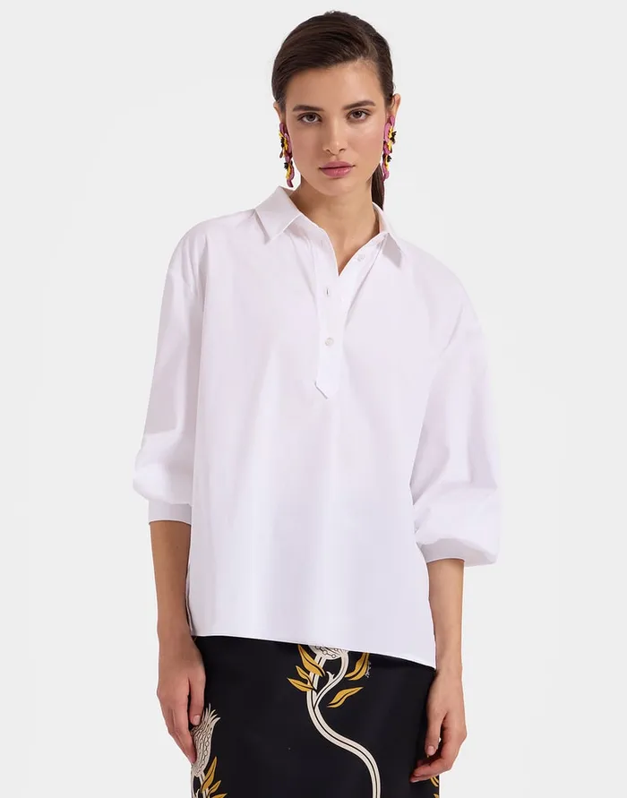La Doublej Poet Shirt Solid White In Tailor Poplin Women Shirts and Tops